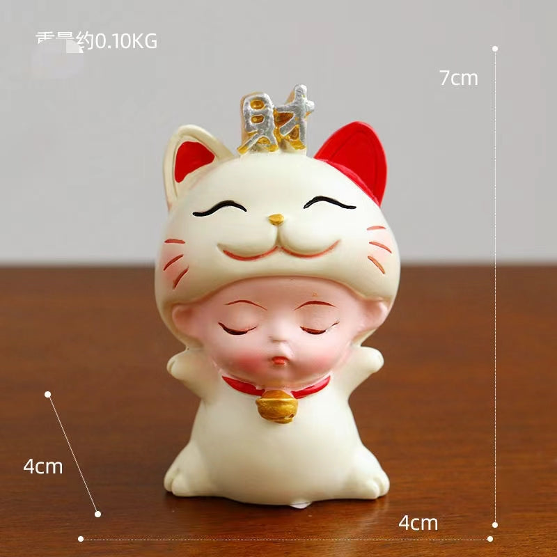 #HD1008 happy Nodding wobbling cat girl fortune cat lucky cat home deco figurine car decoration