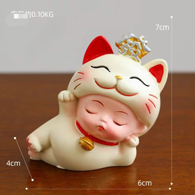 #HD1008 happy Nodding wobbling cat girl fortune cat lucky cat home deco figurine car decoration