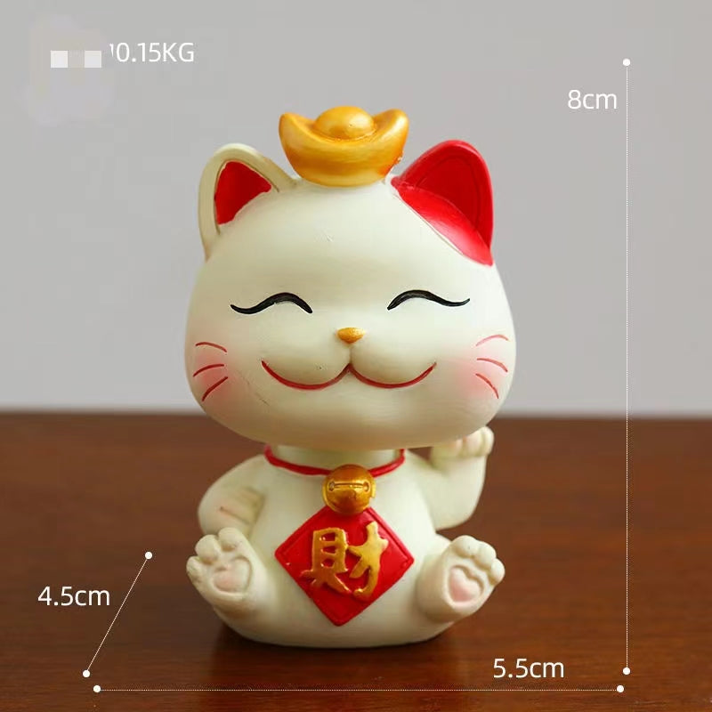 #HD1008 happy Nodding wobbling cat girl fortune cat lucky cat home deco figurine car decoration