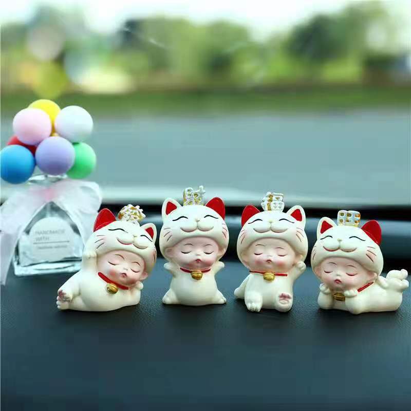 #HD1008 happy Nodding wobbling cat girl fortune cat lucky cat home deco figurine car decoration