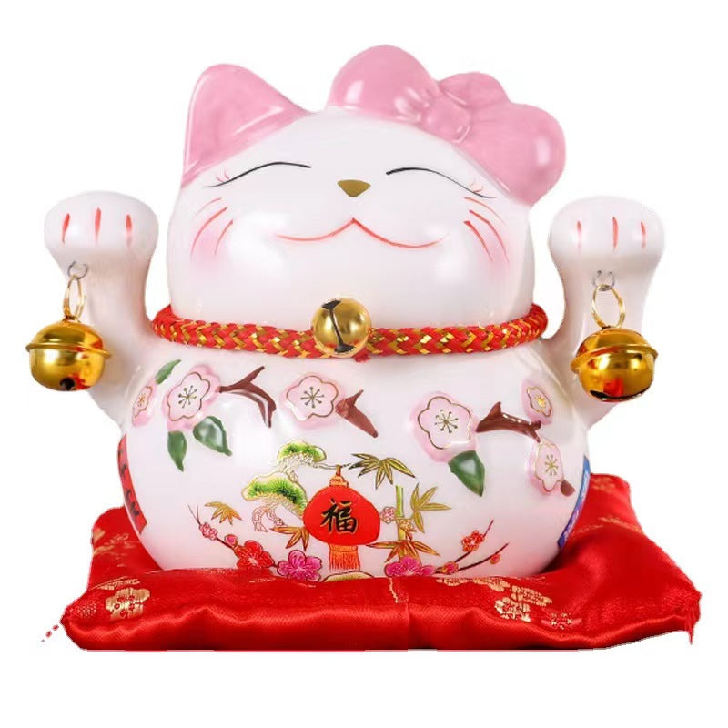 #103 Kitty peach blossom home deco ceramic fortune cat  lucky cat maneki neko money bank