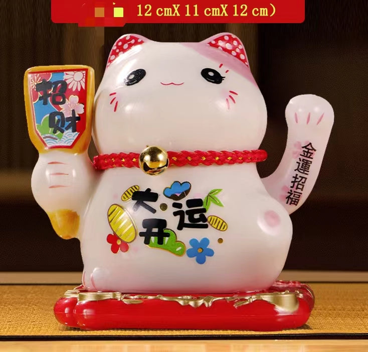 #111 Arm waving solar 4.5 inches home deco fortune cat lucky cat figurine sunpower