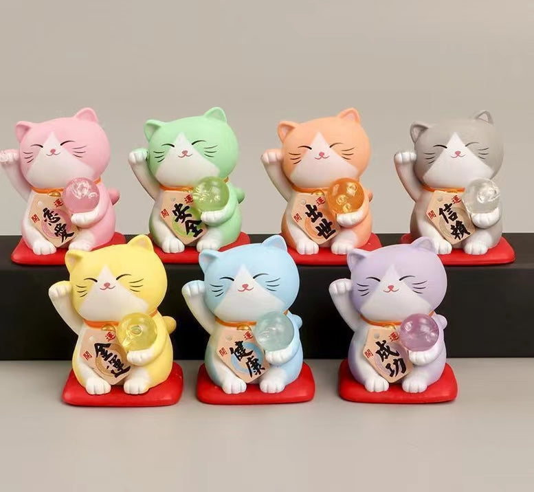 #146 7 pcs set cute  fortune cat  lucky cat home deco figurine