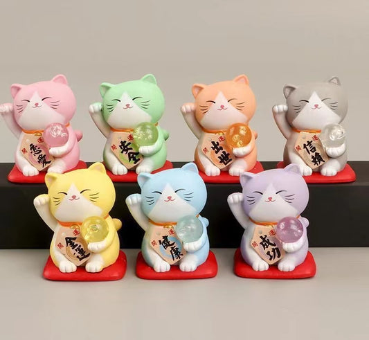 #146 7 pcs set cute  fortune cat  lucky cat home deco figurine