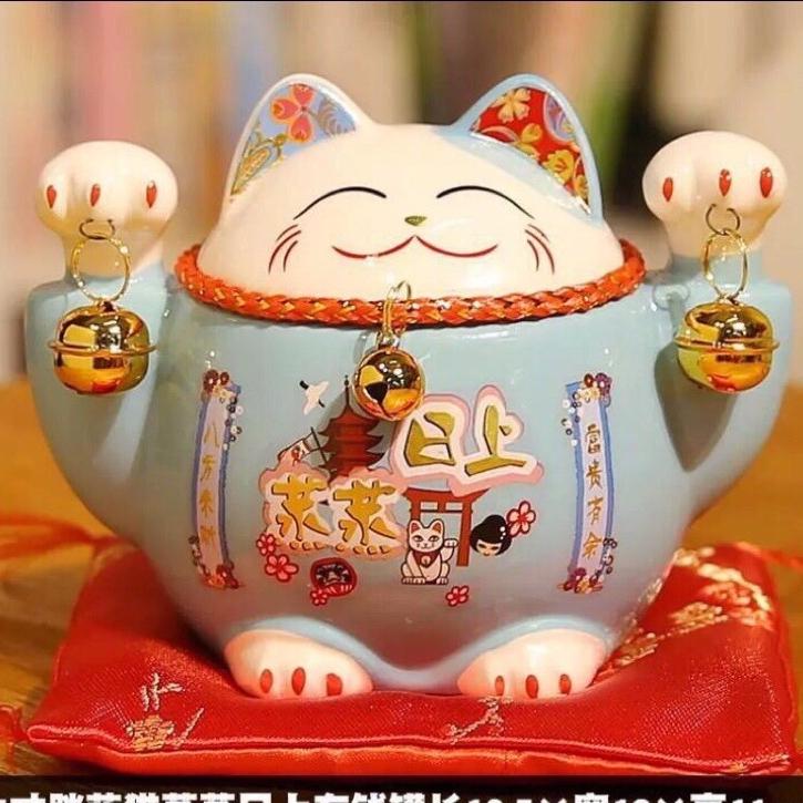 #104 5 inches Chunky Money bank fortune cat maneki neko  home deco ceramic