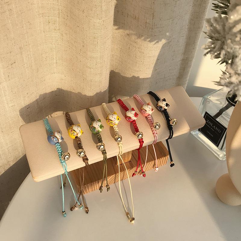 #JB001 6 pcs lot lucky cat string ceramic Bracelet fortune cat  girl gift