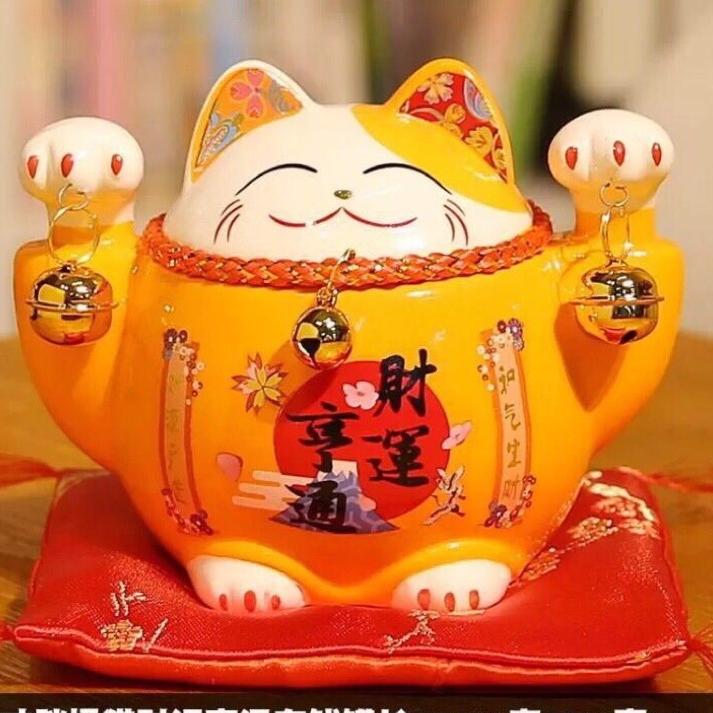 #104 5 inches Chunky Money bank fortune cat maneki neko  home deco ceramic