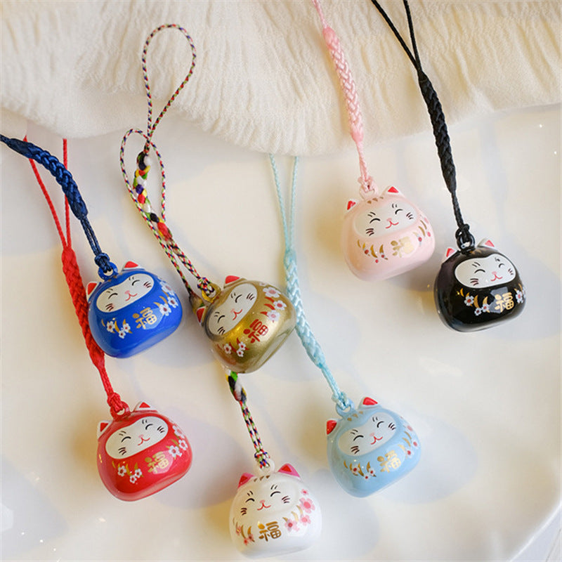 #205 3 PC lot high quality Copper Japanese Cute Lucky Cat Keychains  Key Chains handBag Charm Ornaments Pendant Keyring